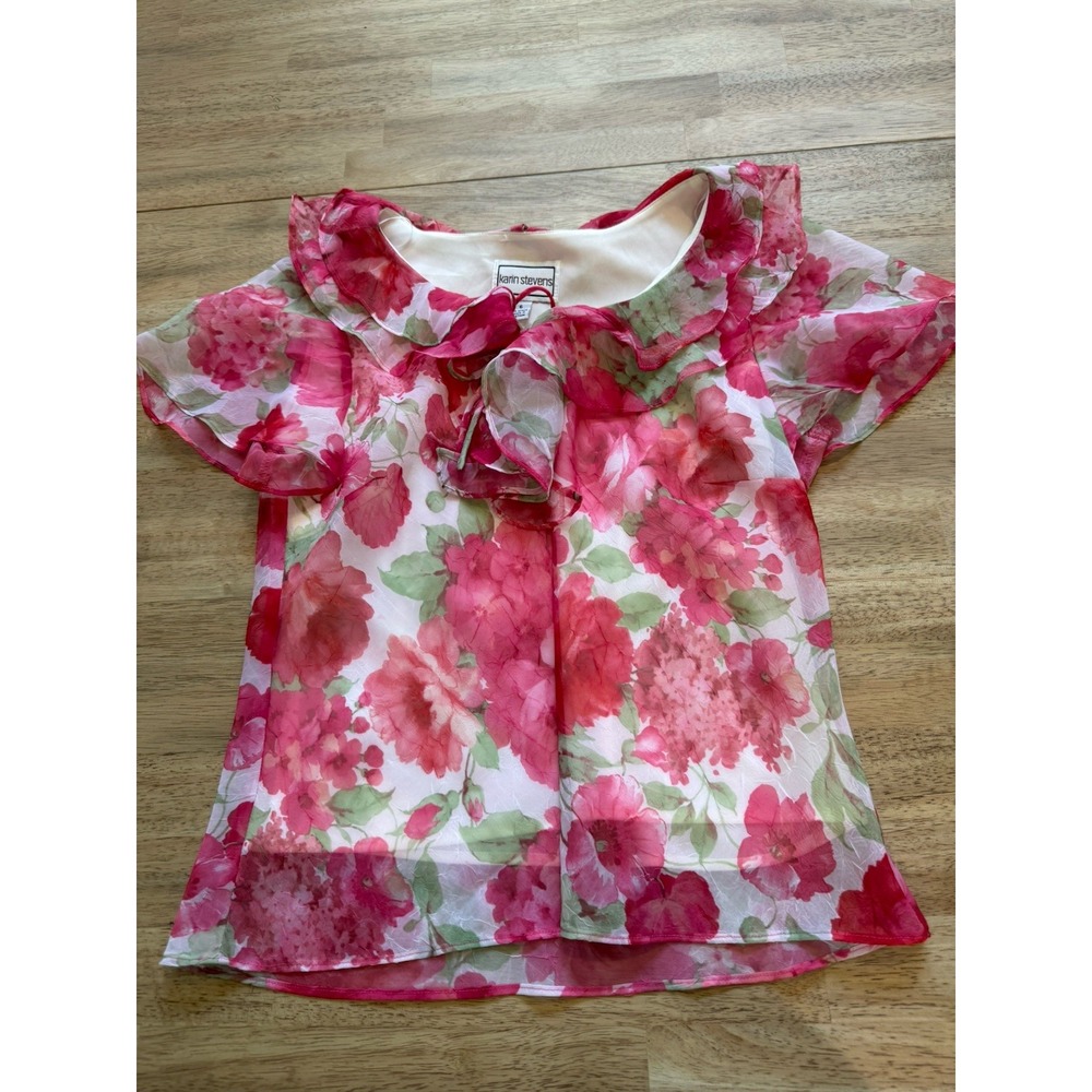 VTG Babydoll Top Fairy Whimsy Small Flutter Sleeve Coquette Pink Floral